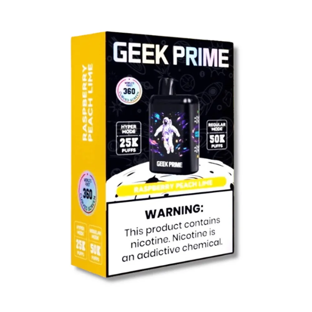 Product imageGeek Prime 50k Puff 50mg - Raspberry Peach Lime