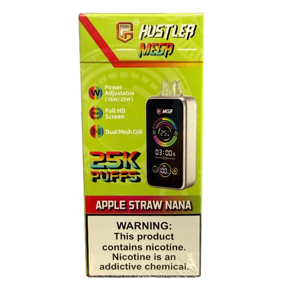 Product imageHustler MEGA 25k Puff 50mg - Apple Straw Nana
