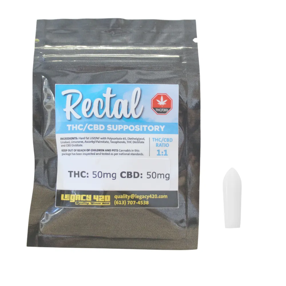 Legacy 420 1:1 Rectal Suppository - 50mg CBD & THC
