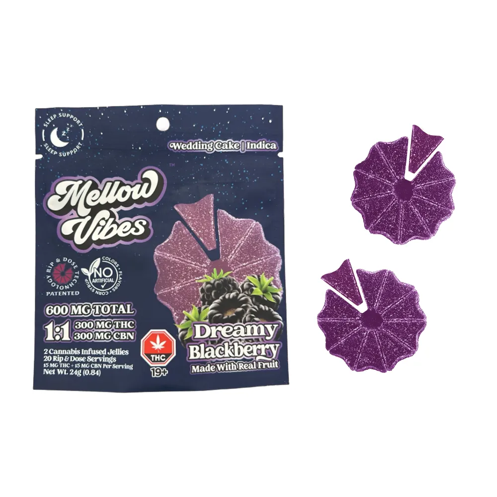 Product imageMellow Vibes 1:1 (THC & CBN) Live Resin Gummies - 600mg