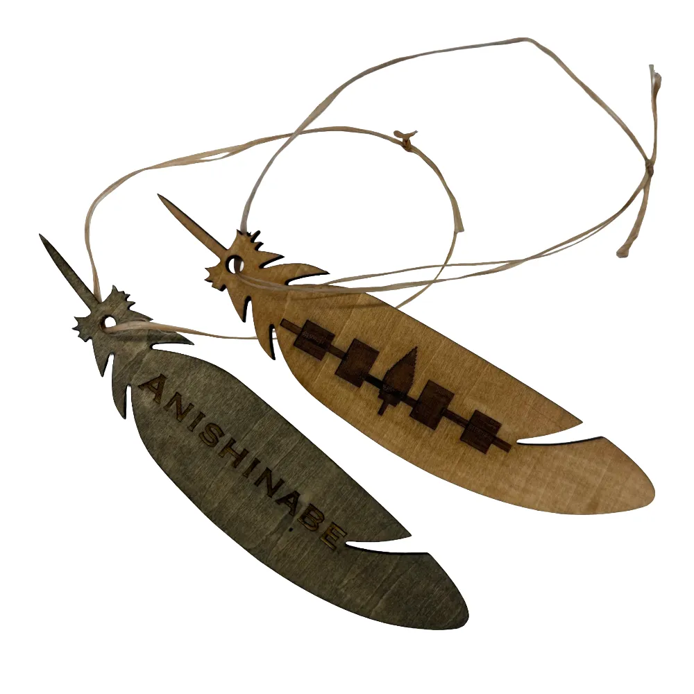 Hand-Crafted Engraved Wood Feather